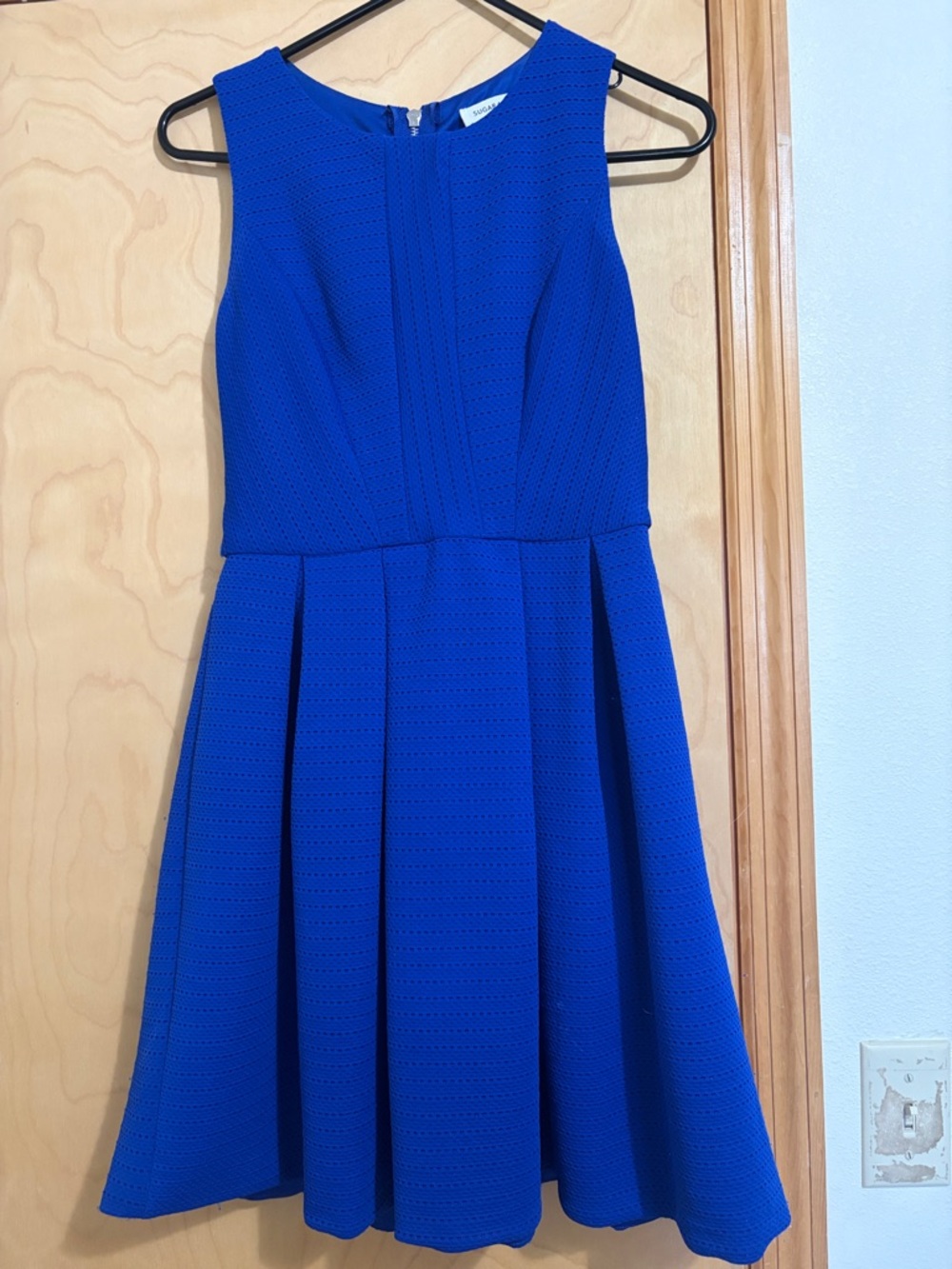 Sugarlips Royal Blue Textured Fit & Flare Dress